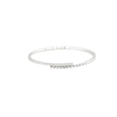 0.70 Carat Round and Baguette Cut Diamond Cuff Bangle 18 Karat in Stock