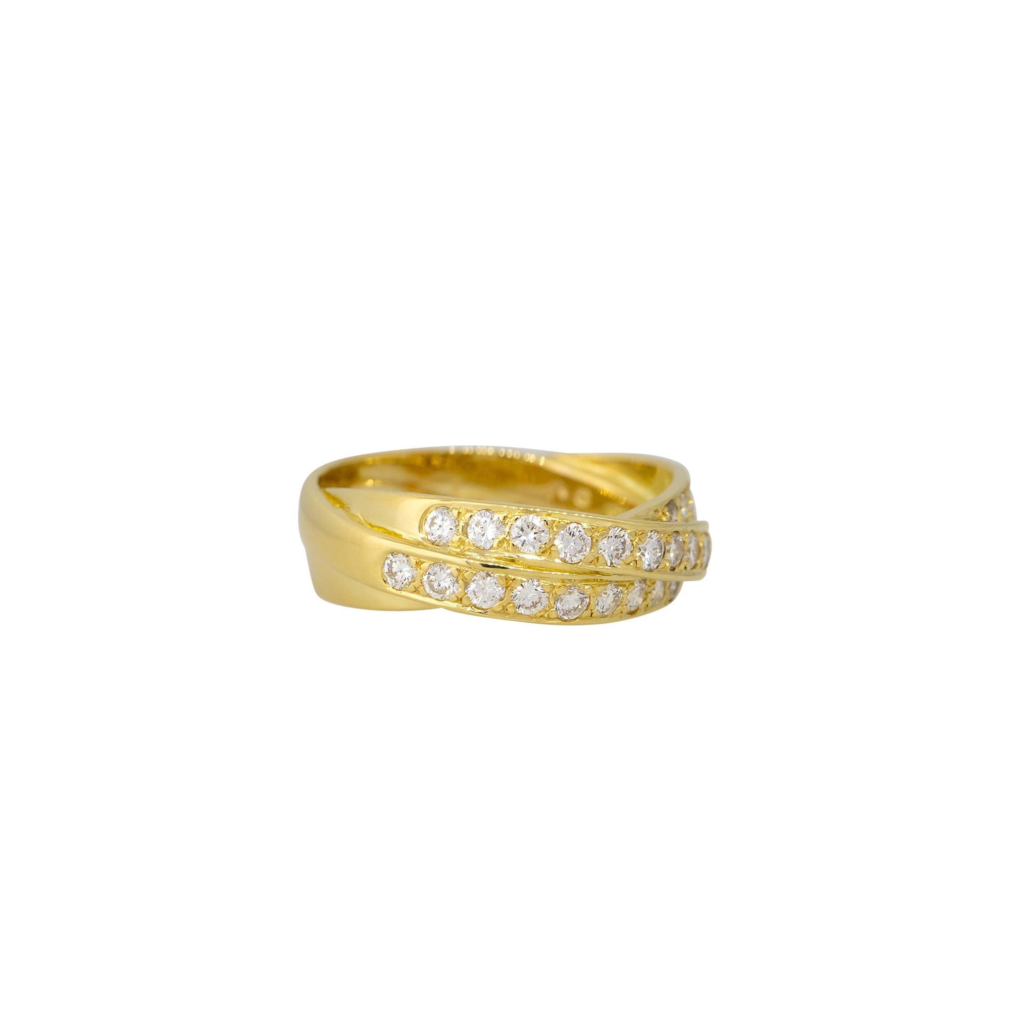 Round Cut 0.70 Carat Round Brilliant Cut Diamond 3-Row Intertwined Ring 18 Karat In Stock For Sale