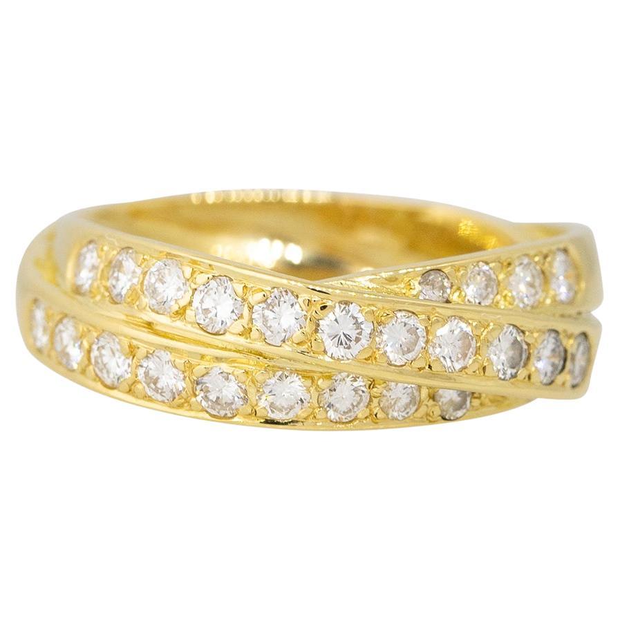 0.70 Carat Round Brilliant Cut Diamond 3-Row Intertwined Ring 18 Karat In Stock For Sale