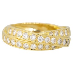 0.70 Carat Round Brilliant Cut Diamond 3-Row Intertwined Ring 18 Karat In Stock