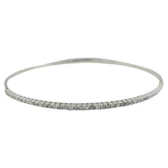 0.70 Carat Round Brilliant Cut Diamond Mini bangle Bracelet 14 Karat White Gold