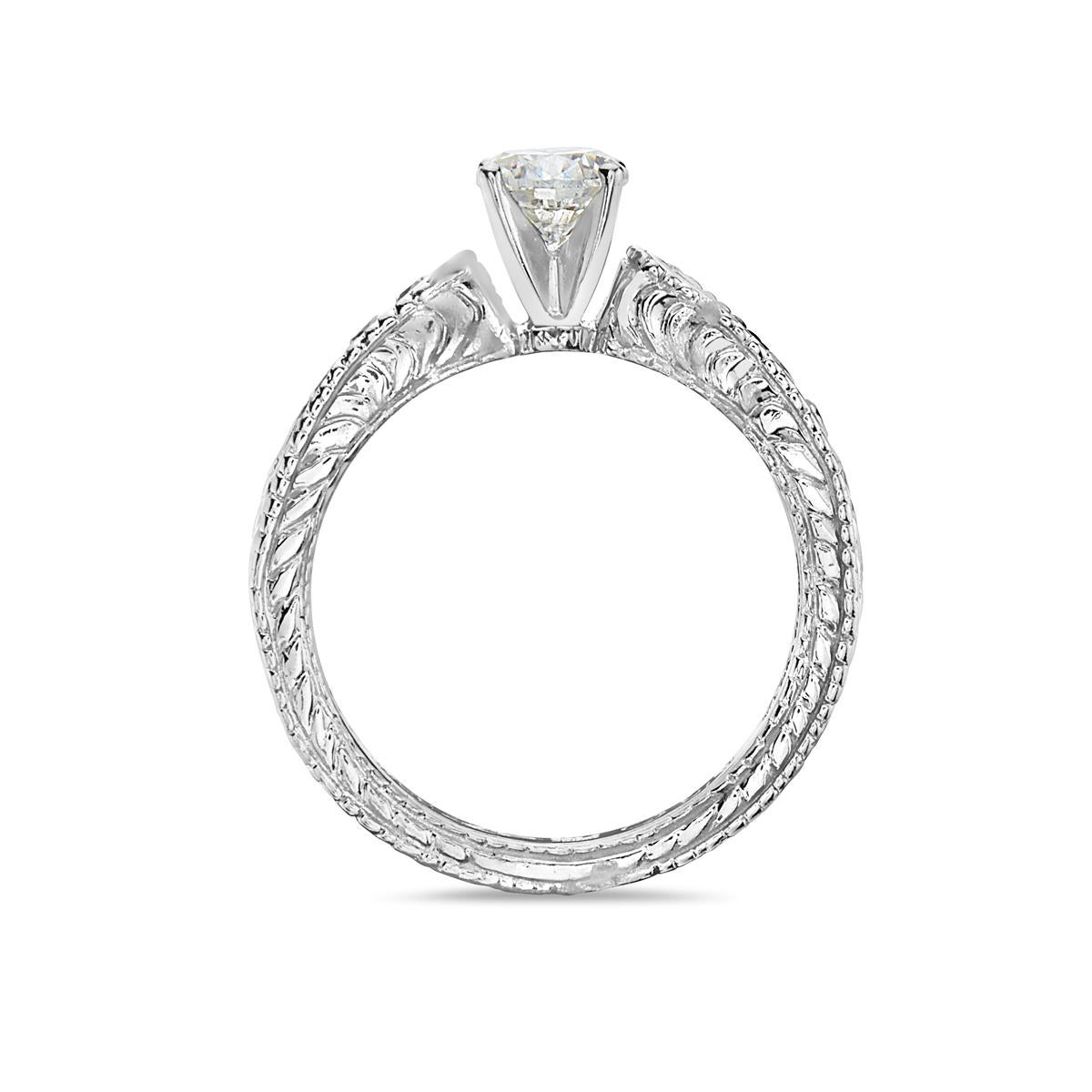 0,70 Karat runder Brillant-Diamant-Verlobungsring im Barockstil im Zustand „Neu“ im Angebot in New York, NY