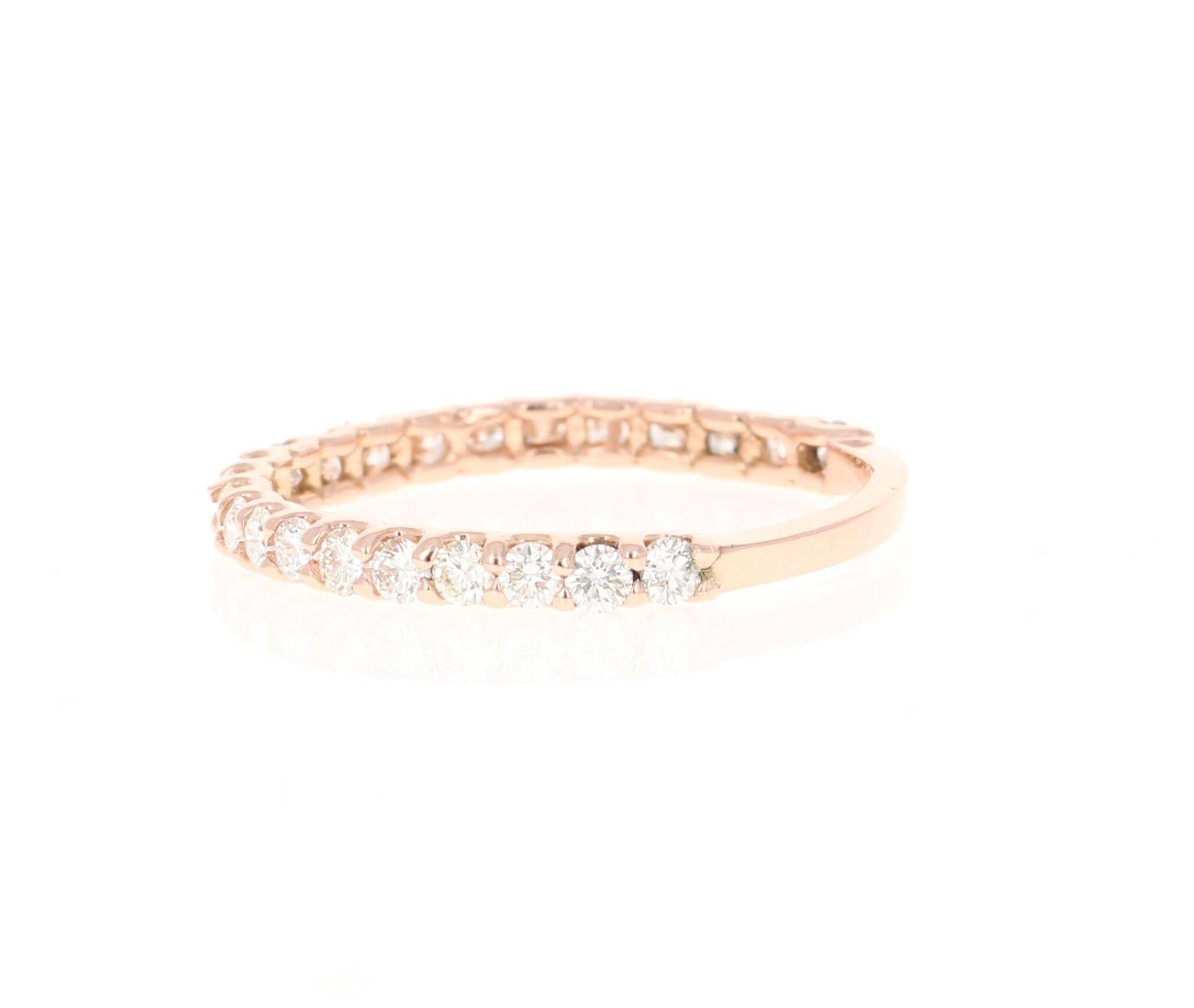 Contemporary 0.70 Carat Round Cut Diamond Rose Gold Band For Sale