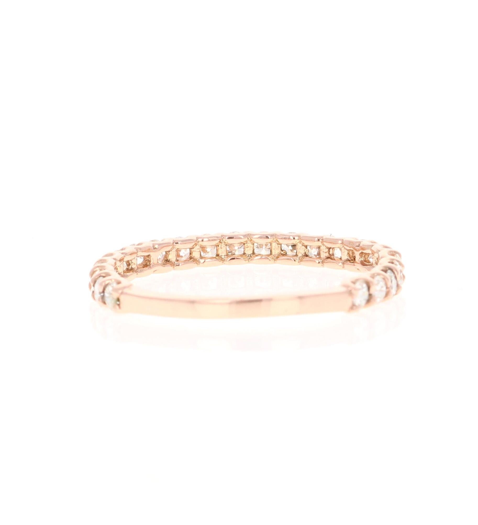 0.70 Carat Round Cut Diamond Rose Gold Band In New Condition For Sale In Los Angeles, CA