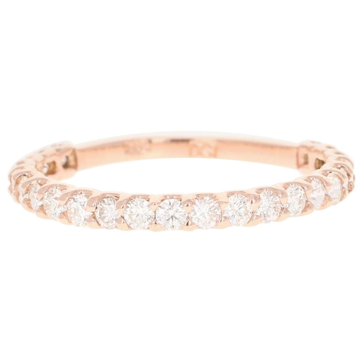 0,70 Karat Rundschliff-Diamant Rose Gold Band im Angebot