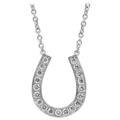 Roman Malakov 0.70 Carats Total Round Diamond Horse Shoe Pendant Necklace 