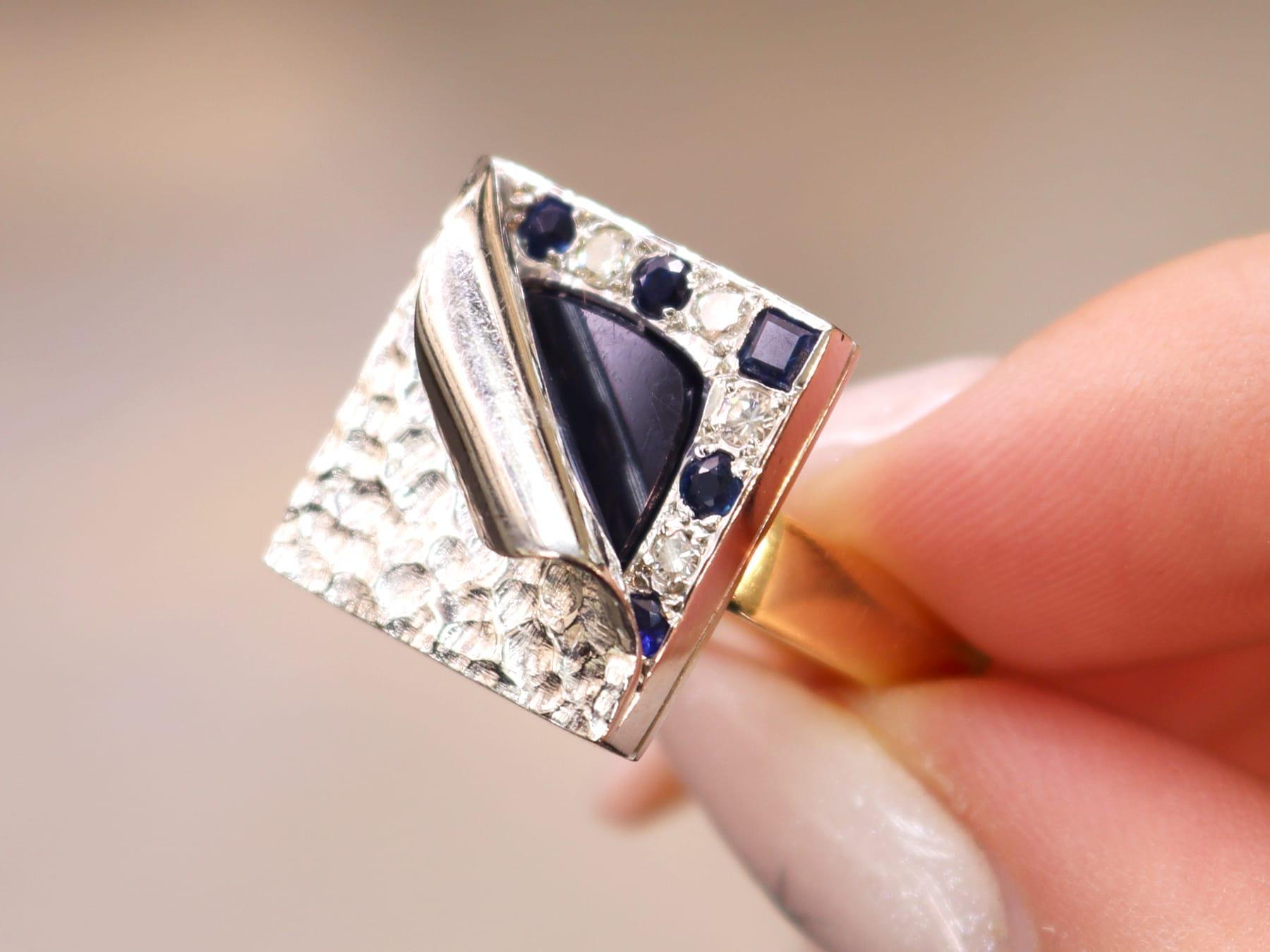 Taille mixte Bague habillée en or jaune 18 carats avec saphir de 0,70 carat en vente