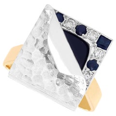 Diamante 0,70 Quilates Zafiro Oro Amarillo 18k Anillo de Vestir