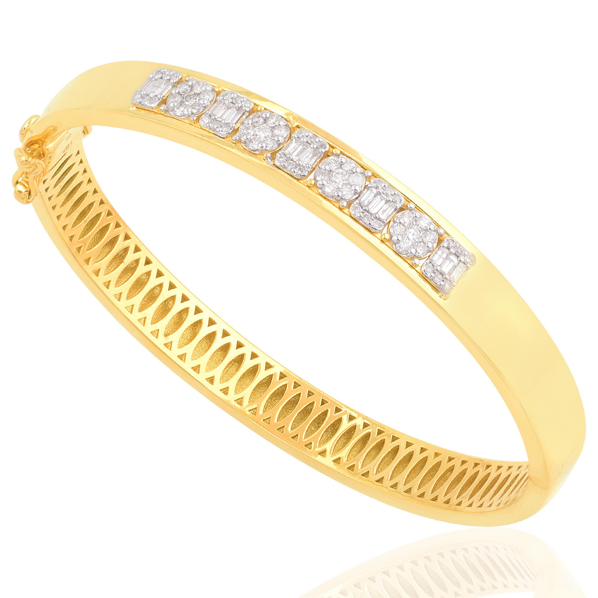 Women's 0.70 Carat SI Clarity HI Color Diamond Bracelet 18 Karat Yellow Gold Jewelry For Sale