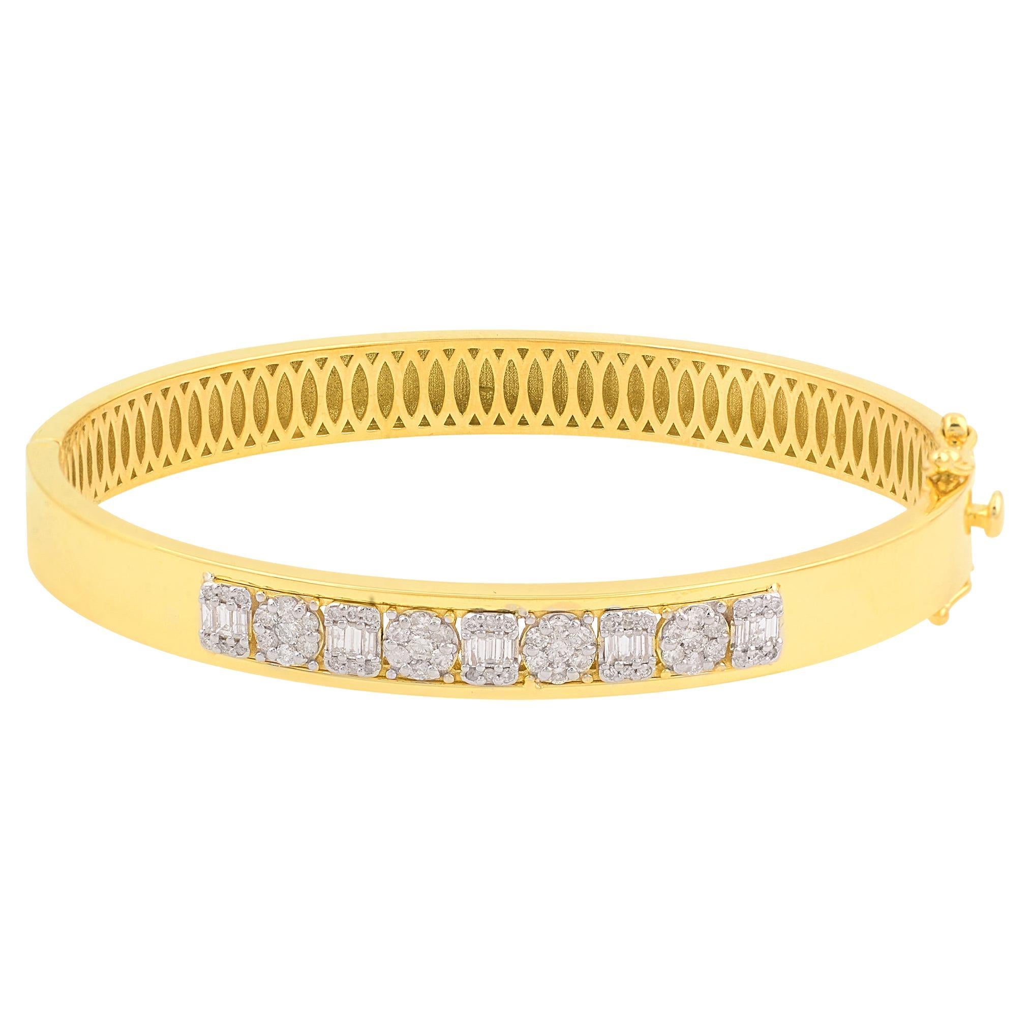 0.70 Carat SI Clarity HI Color Diamond Bracelet 18 Karat Yellow Gold Jewelry For Sale
