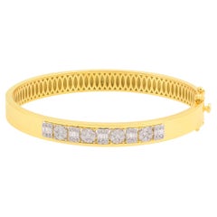 Bracelet en or jaune 18 carats avec diamants de 0,70 carat de pureté SI et de couleur hi-colore