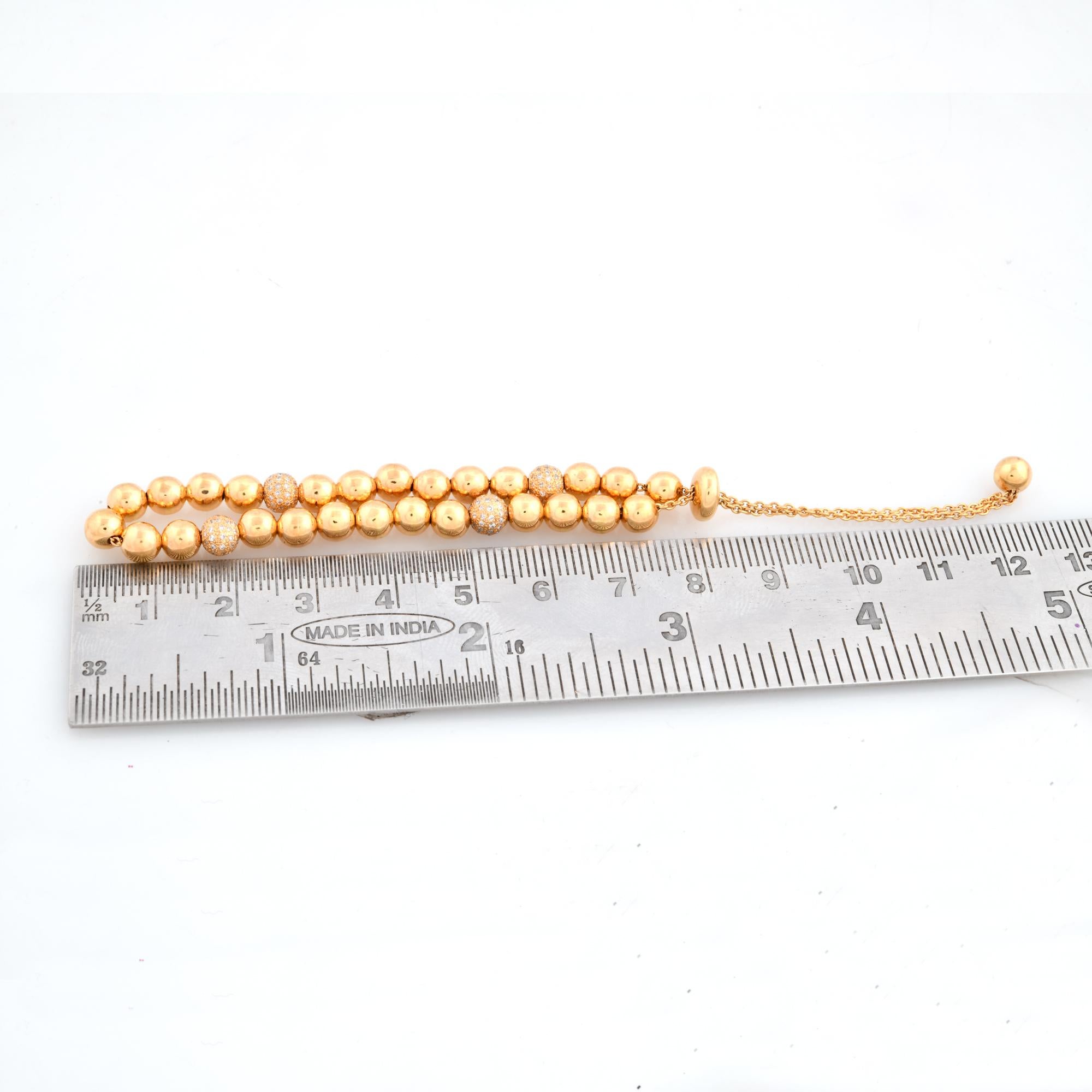 Modern Natural SI Clarity HI Color Diamond Fine Beaded Ball Bracelet 22k Yellow Gold For Sale
