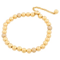 0.70 Carat SI Clarté HI Couleur Diamant Bracelet de boules en perles fines en or jaune 22k