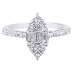 Natural 0.7 Ct SI Clarity HI Color Diamond Ring 18 Karat White Gold Fine Jewelry