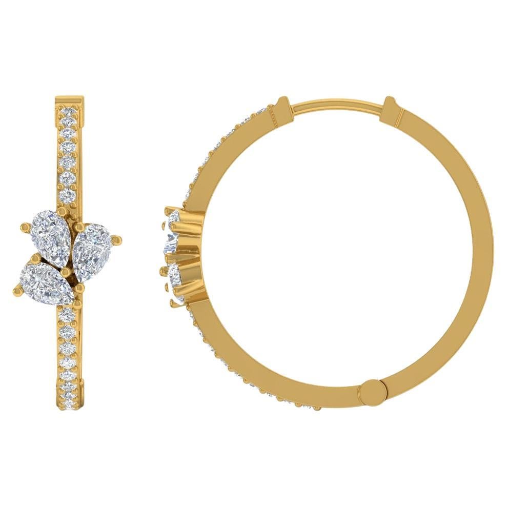 0.70 Carat SI/H Pear Round Brilliant Cut Diamond Earrings 18 Karat Yellow Gold