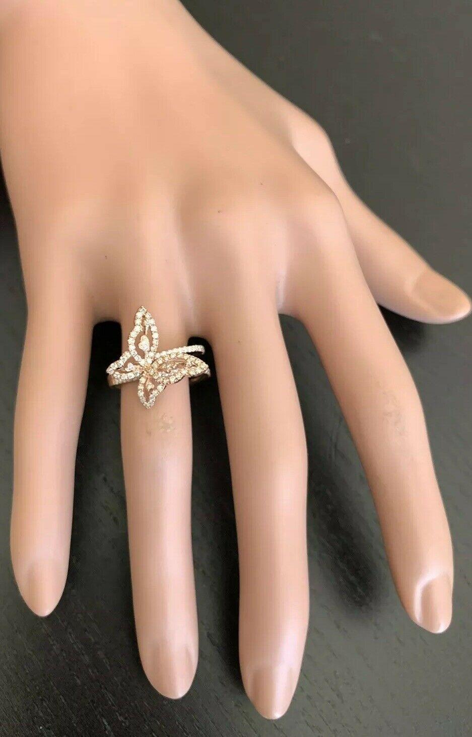 0.70 Carat Splendid Natural Diamond 14 Karat Solid White Gold Butterfly Ring For Sale 5