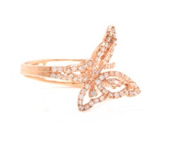 0.70 Carat Splendid Natural Diamond 14 Karat Solid White Gold Butterfly Ring