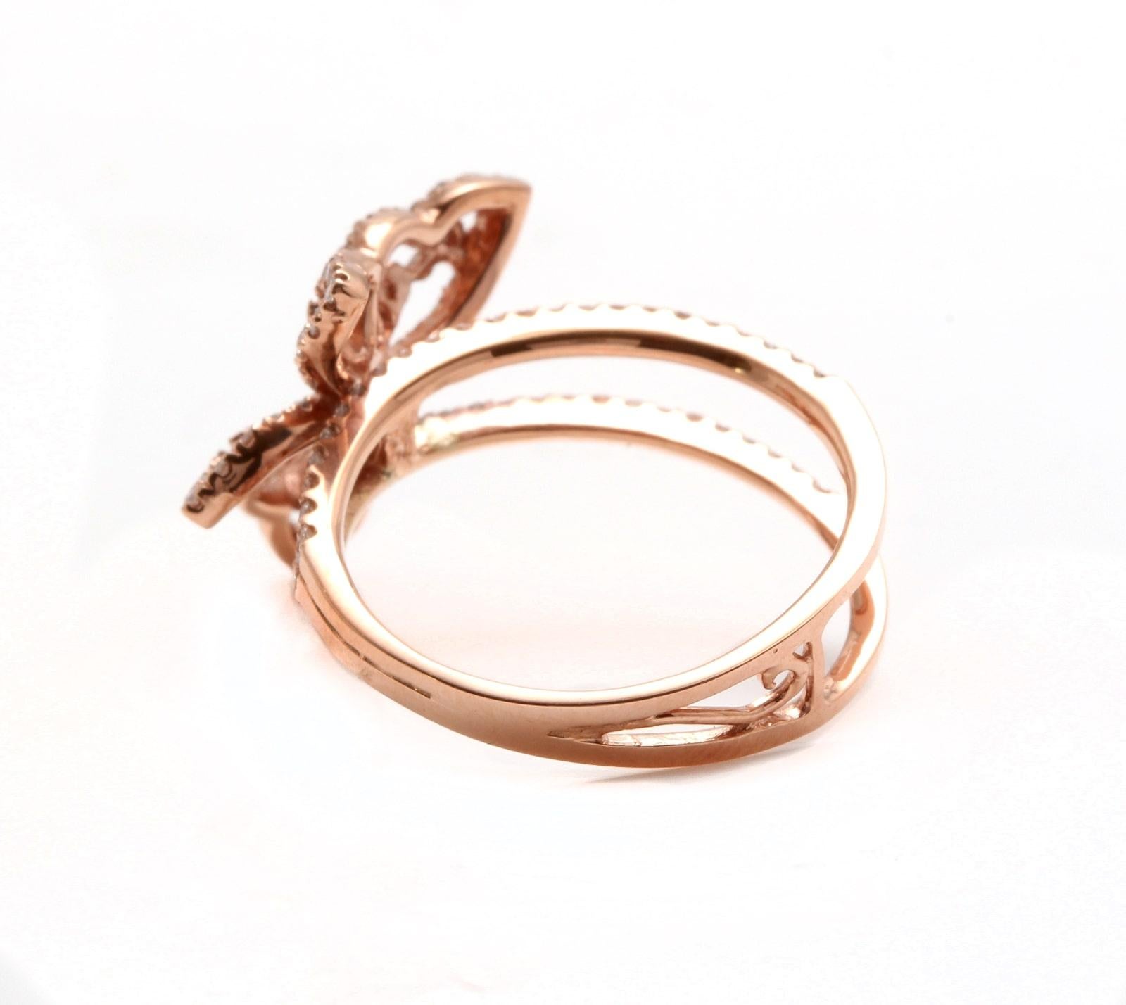 Women's 0.70 Carat Splendid Natural Diamond 14 Karat Solid White Gold Butterfly Ring For Sale
