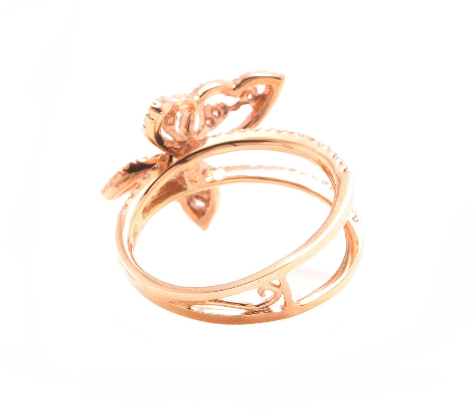 0.70 Carat Splendid Natural Diamond 14 Karat Solid White Gold Butterfly Ring For Sale 1