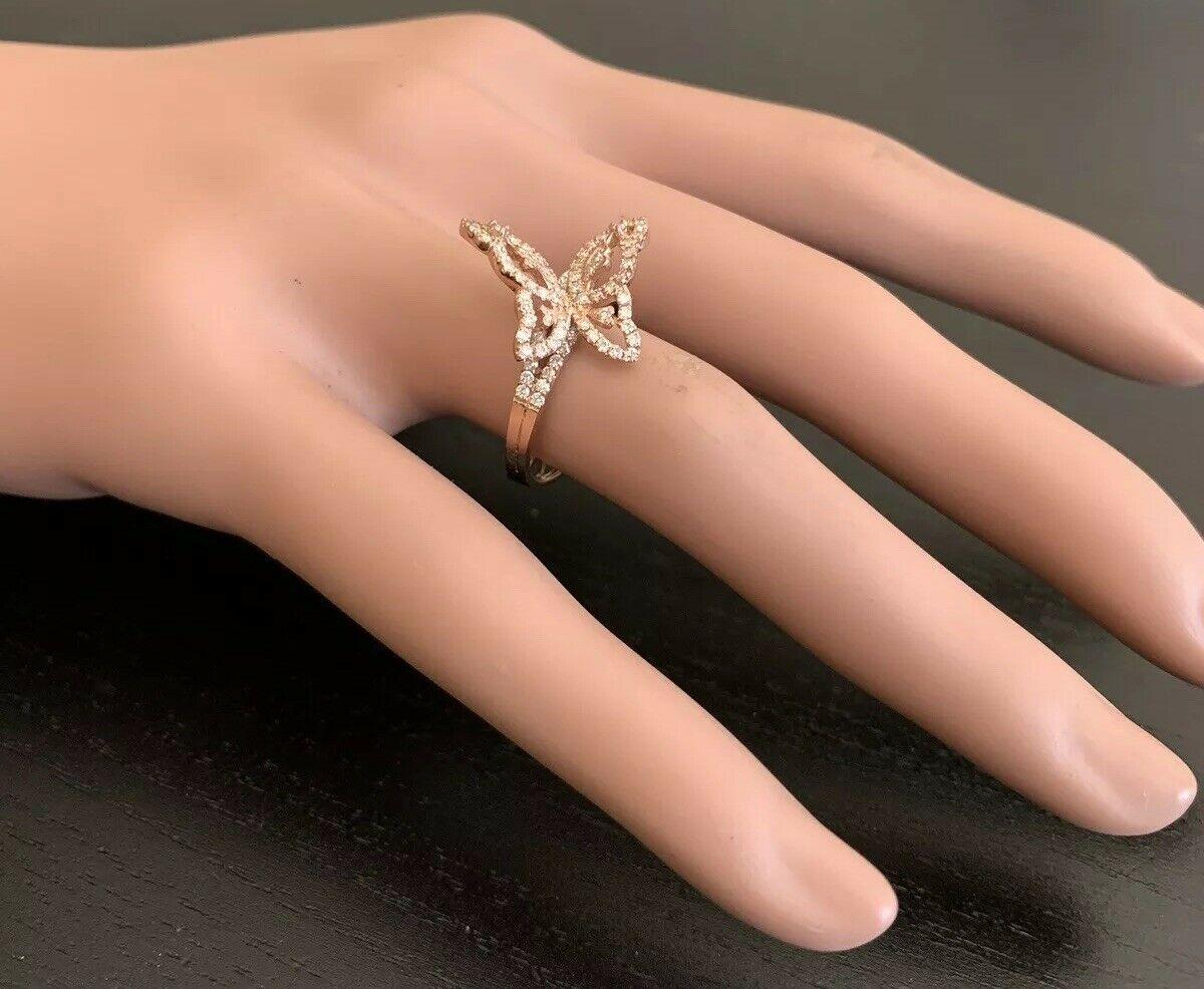 0.70 Carat Splendid Natural Diamond 14 Karat Solid White Gold Butterfly Ring For Sale 3