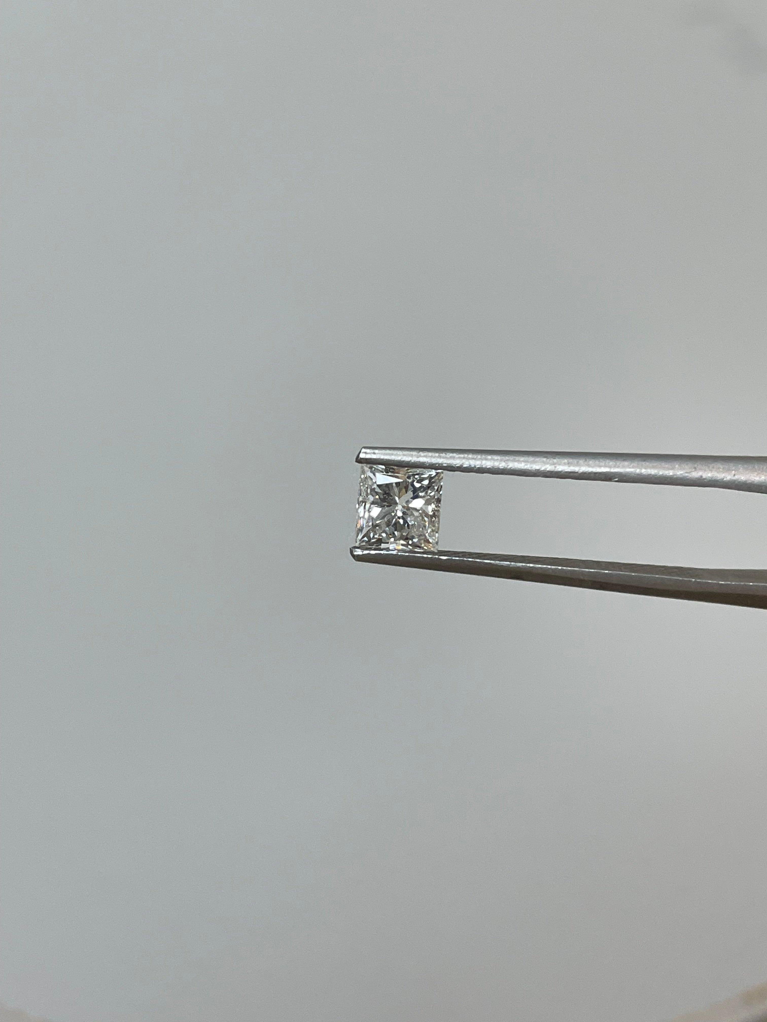 Brilliant Cut 0.70 Carat Square Brilliant Princess Cut  Gia Certified H Color I1 Clarity Diamo For Sale