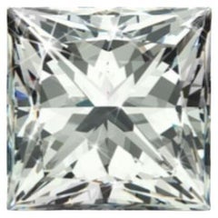 0.70 Carat Square Brilliant Princess Cut  Gia Certified H Color I1 Clarity Diamo