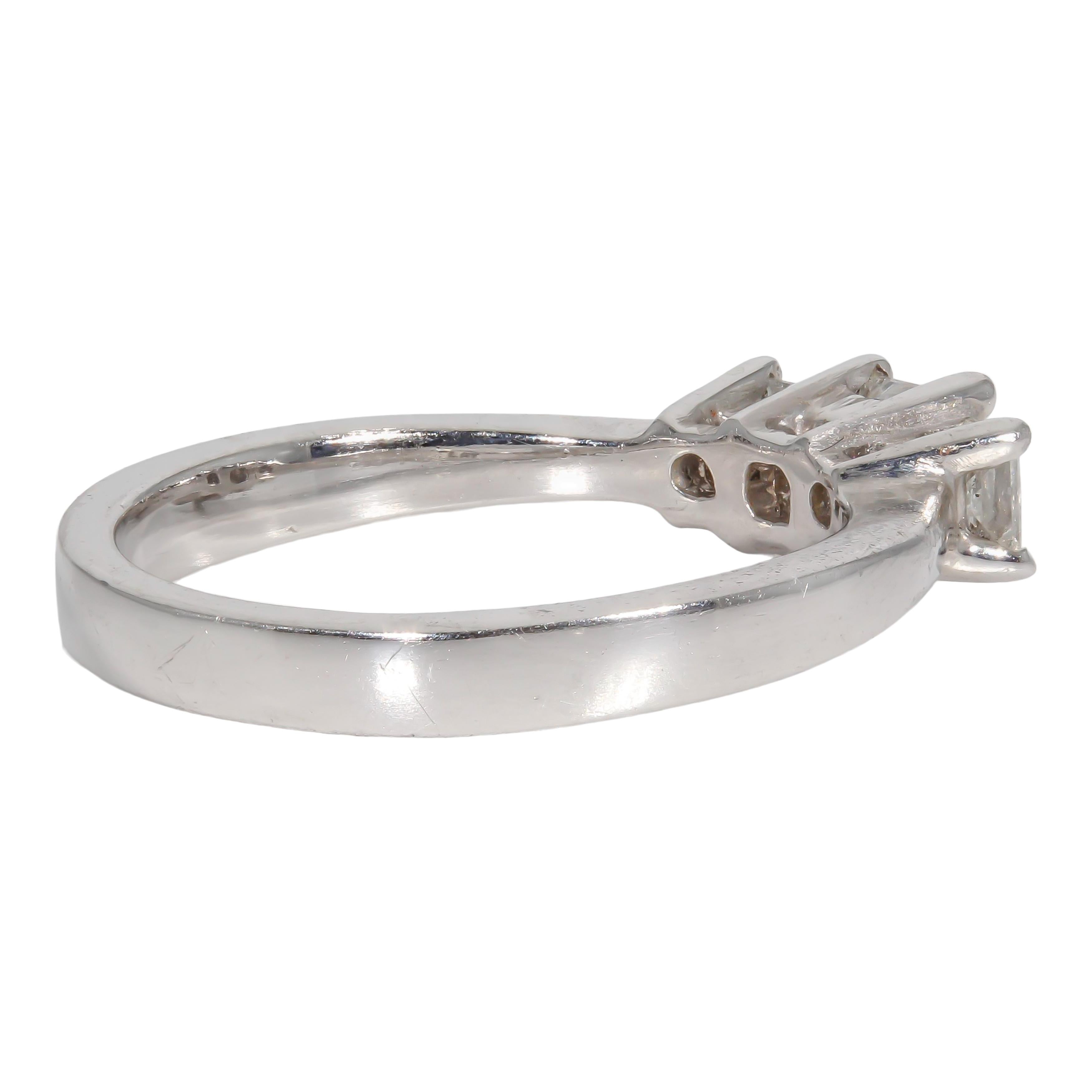 Princess Cut 0.70 Carat Three-Stone Diamond Engagement Ring