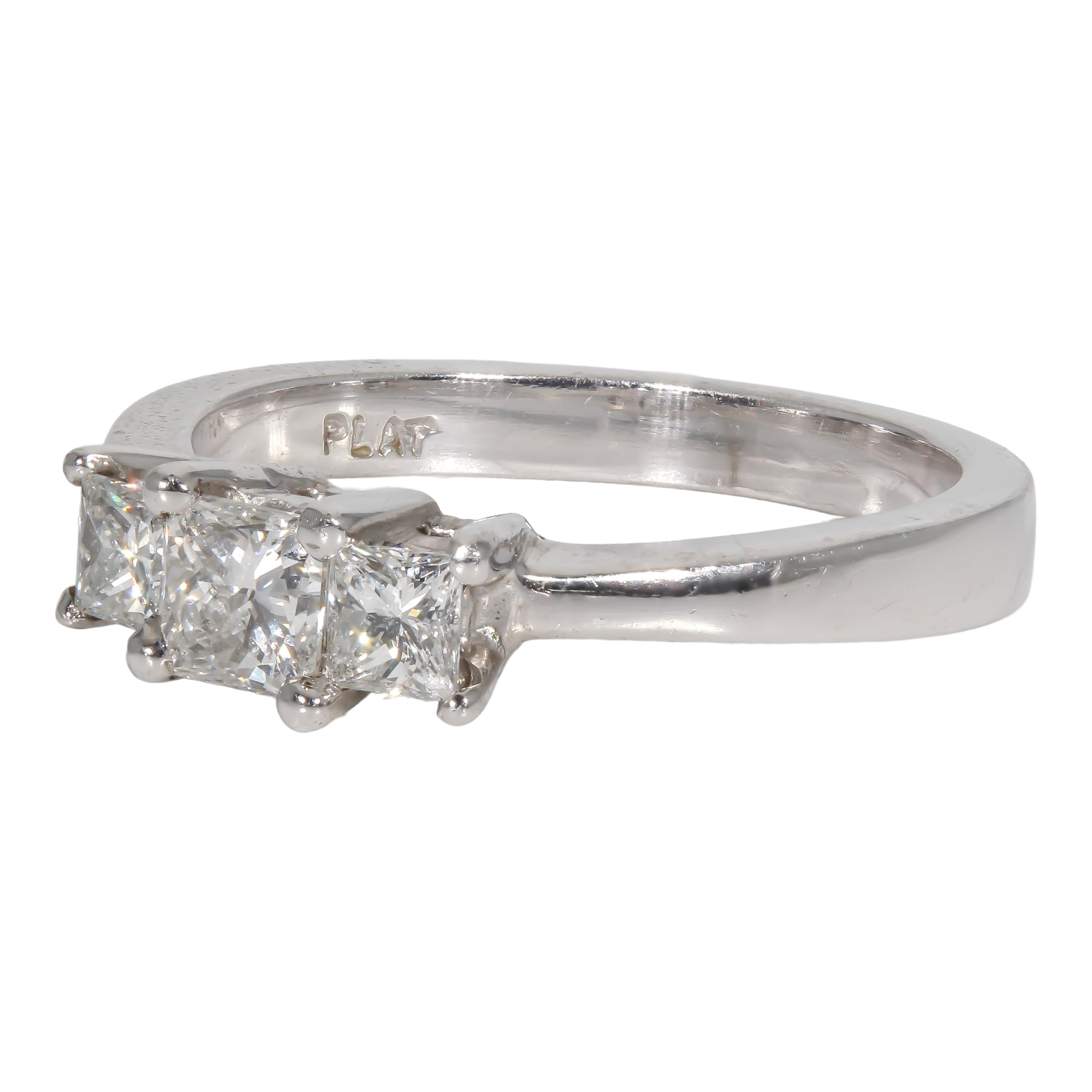 0.70 Carat Three-Stone Diamond Engagement Ring 1