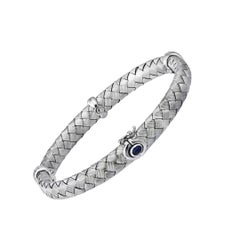 0.70 Carat Total Diamond and Sapphire Basket-Weave Braided Bangle Bracelet
