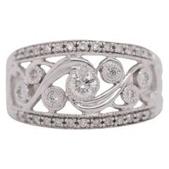 0.70 Carat Antique Round Diamond Ring Set in 14 Karat White Gold