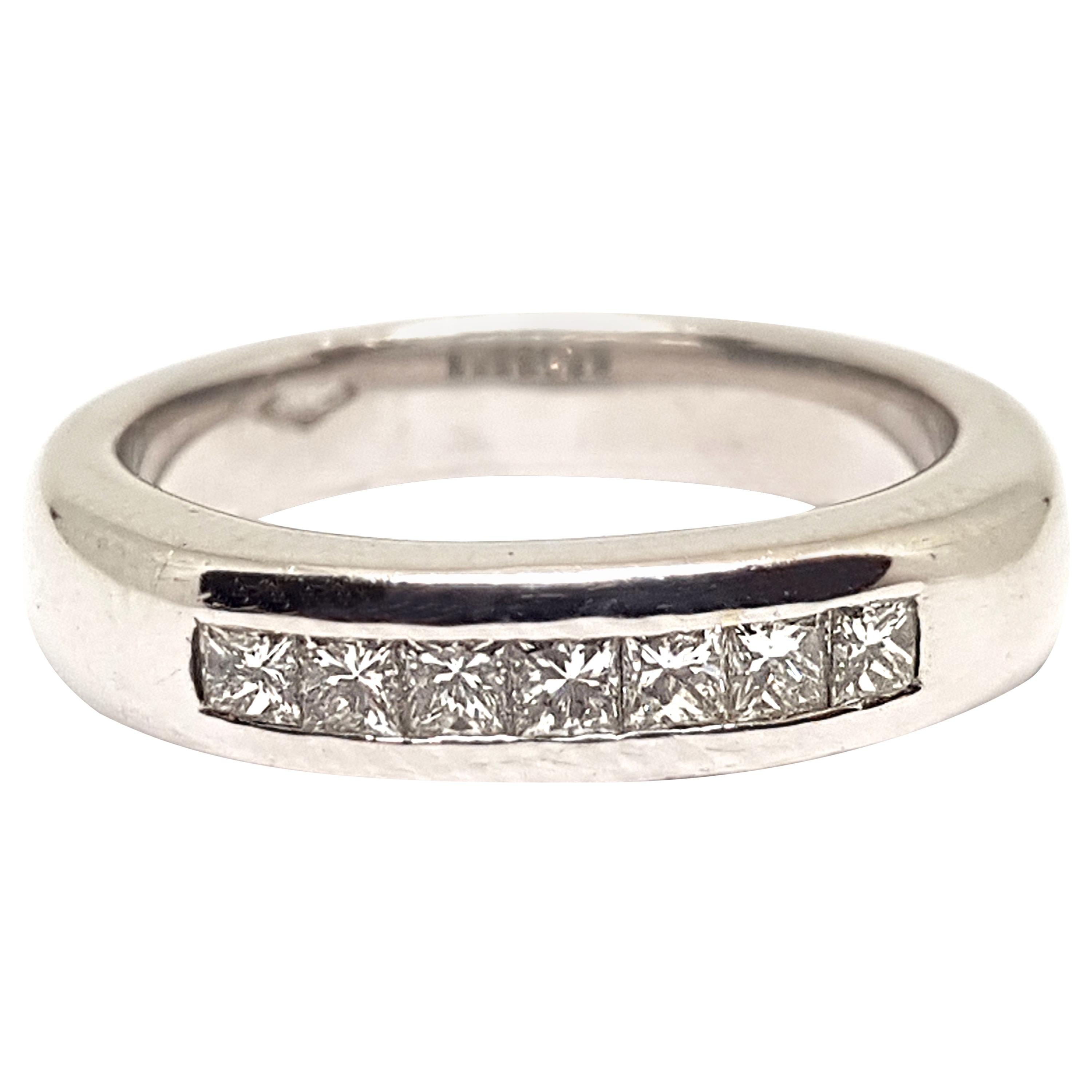 0.70 Carat White Gold Diamond Memory Eternity Ring For Sale
