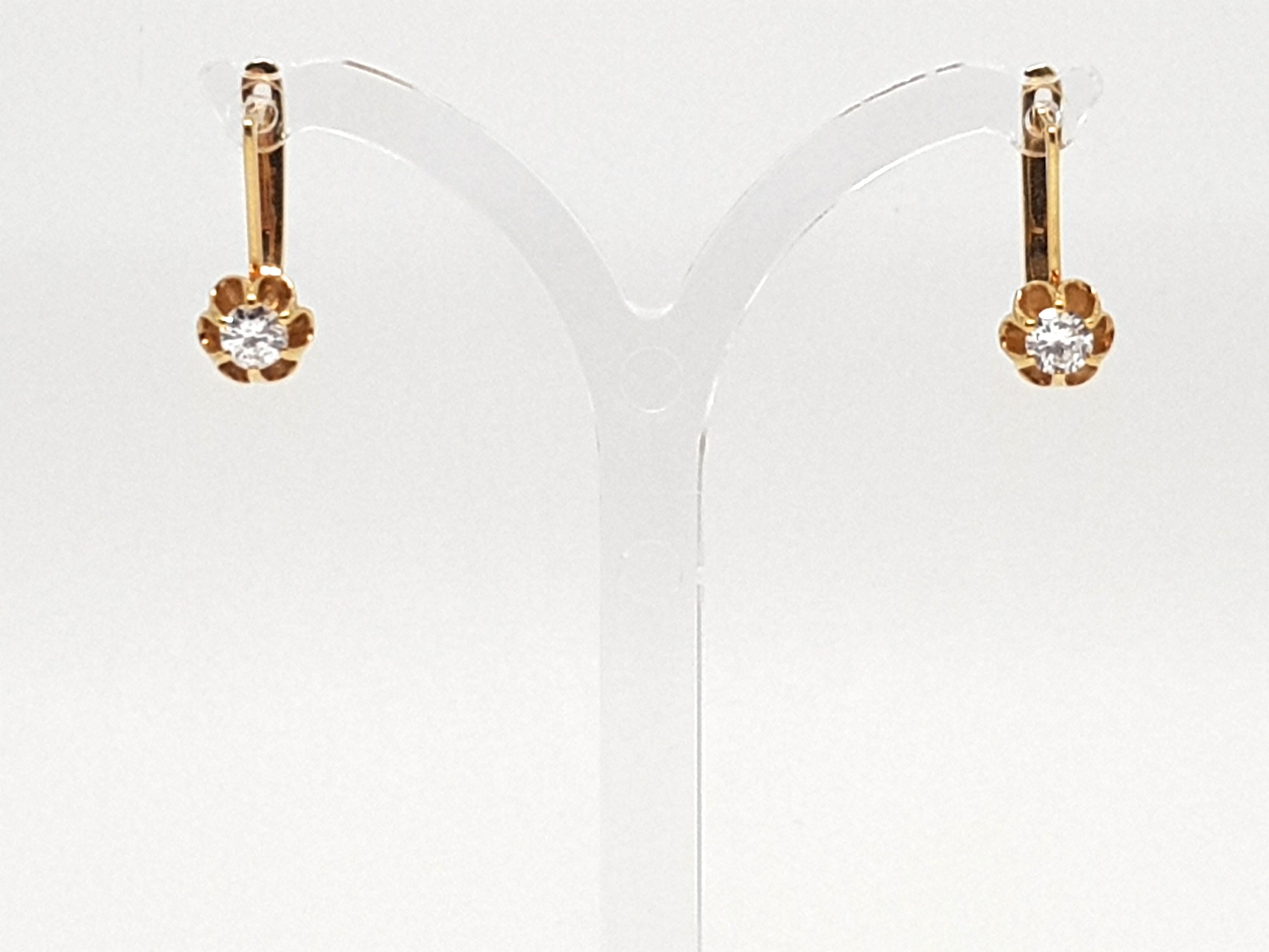 0.70 Carat Yellow Gold Russian Diamond Stud Studs Earrings For Sale 4