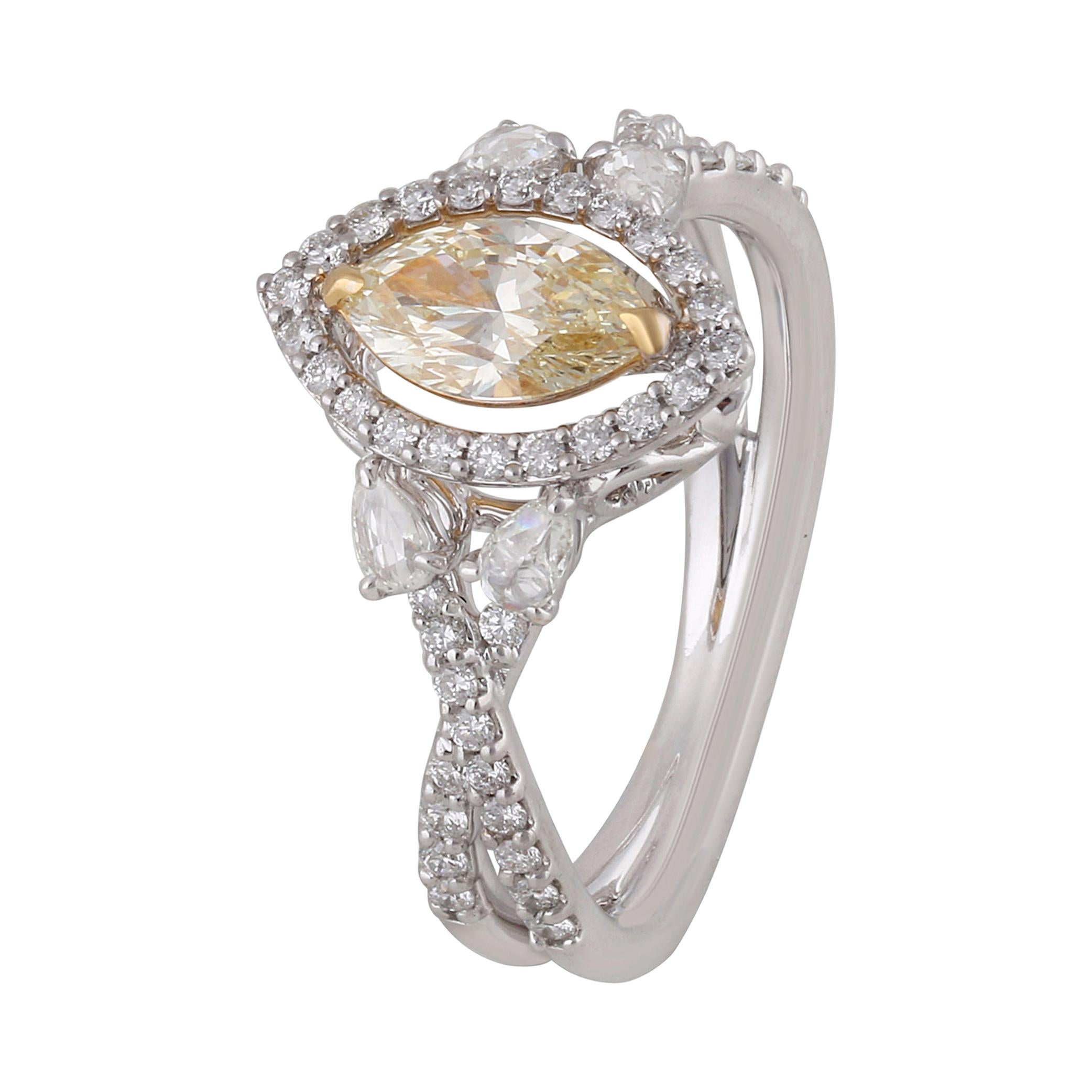 Studio Rêves 0.70 Carat Yellow Marquise Engagement Ring in 18 Karat Gold For Sale