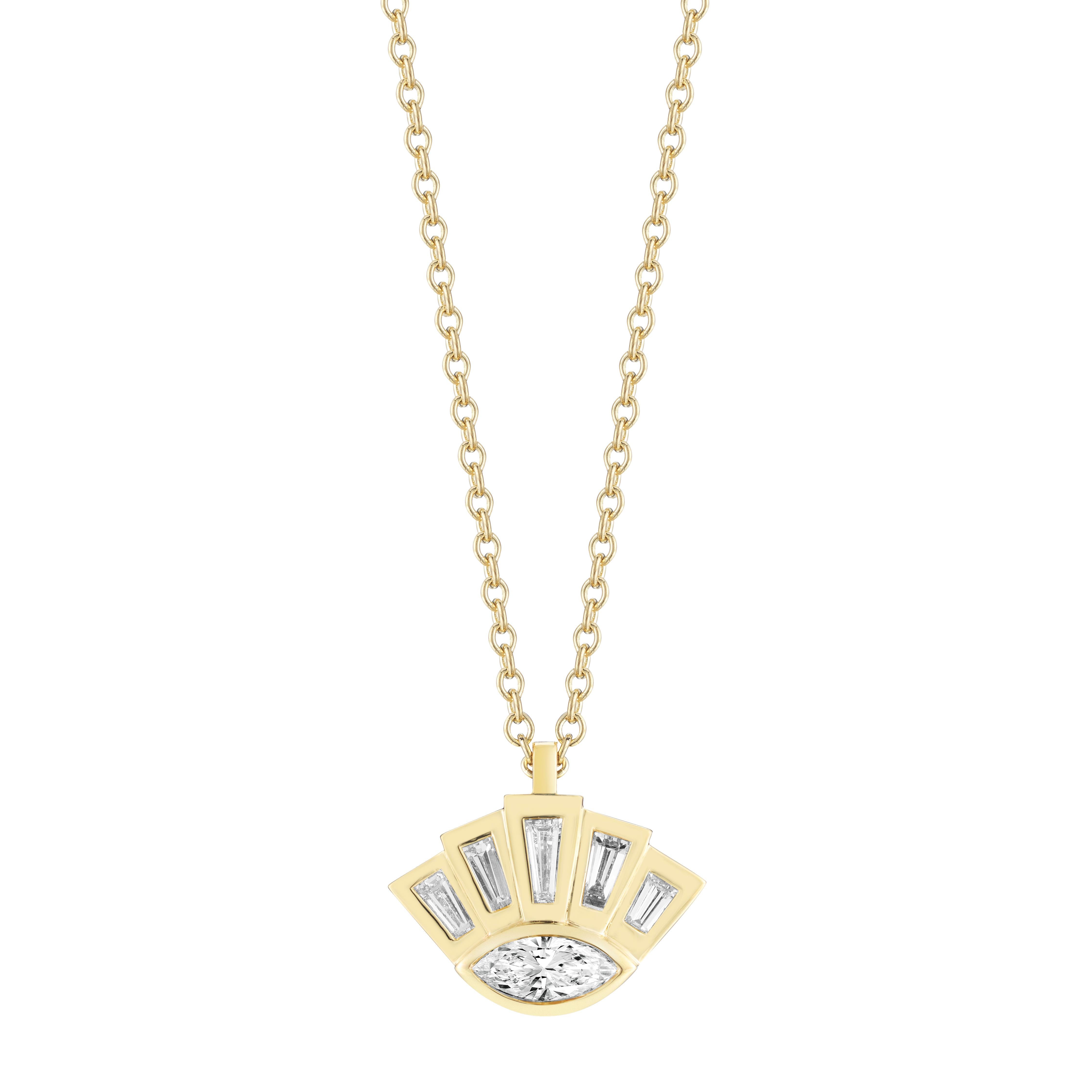 0.70 Carat Diamond and 18 Karat Gold Eye of Providence Necklace For Sale