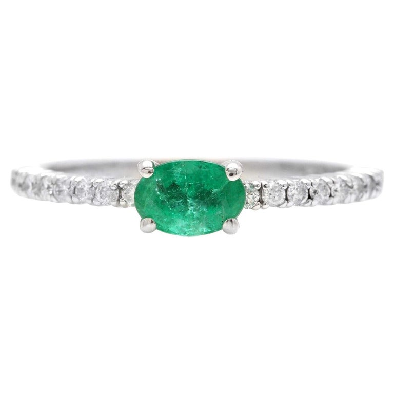 Bague De Fiançailles Or Blanc 14 Carats Taille émeraude 2,15 Carats - Simili Diamant, Taille Personnalisable, Neuf