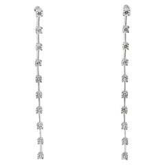 Orecchini a stiletto lineari con diamante rotondo da 0,70 carati in oro bianco 14K