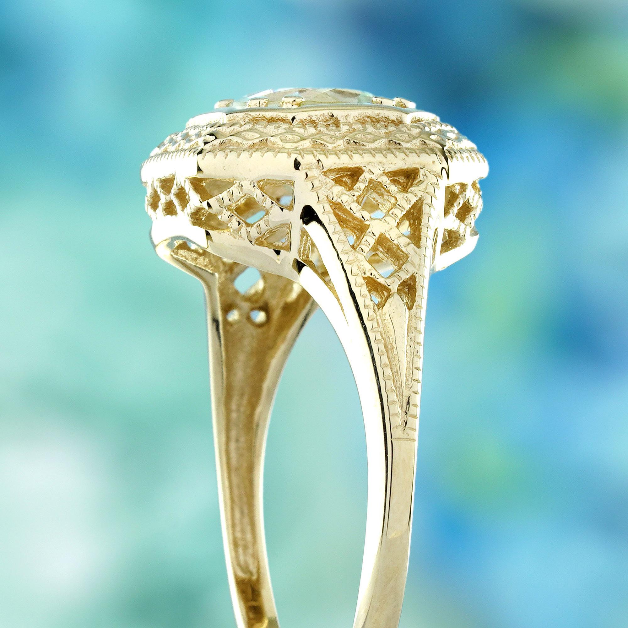 0,70 ct.  Bague filigrane de style vintage en or jaune massif 9 carats Unisexe en vente