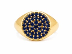 0.70 Ct Blue Sapphire Signet Ring 14k YellowGold Sapphire SInget Ring Pinky Ring