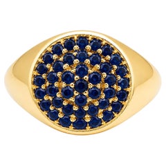 0.70 Ct Blue Sapphire Signet Ring 14k YellowGold Sapphire SInget Ring Pinky Ring