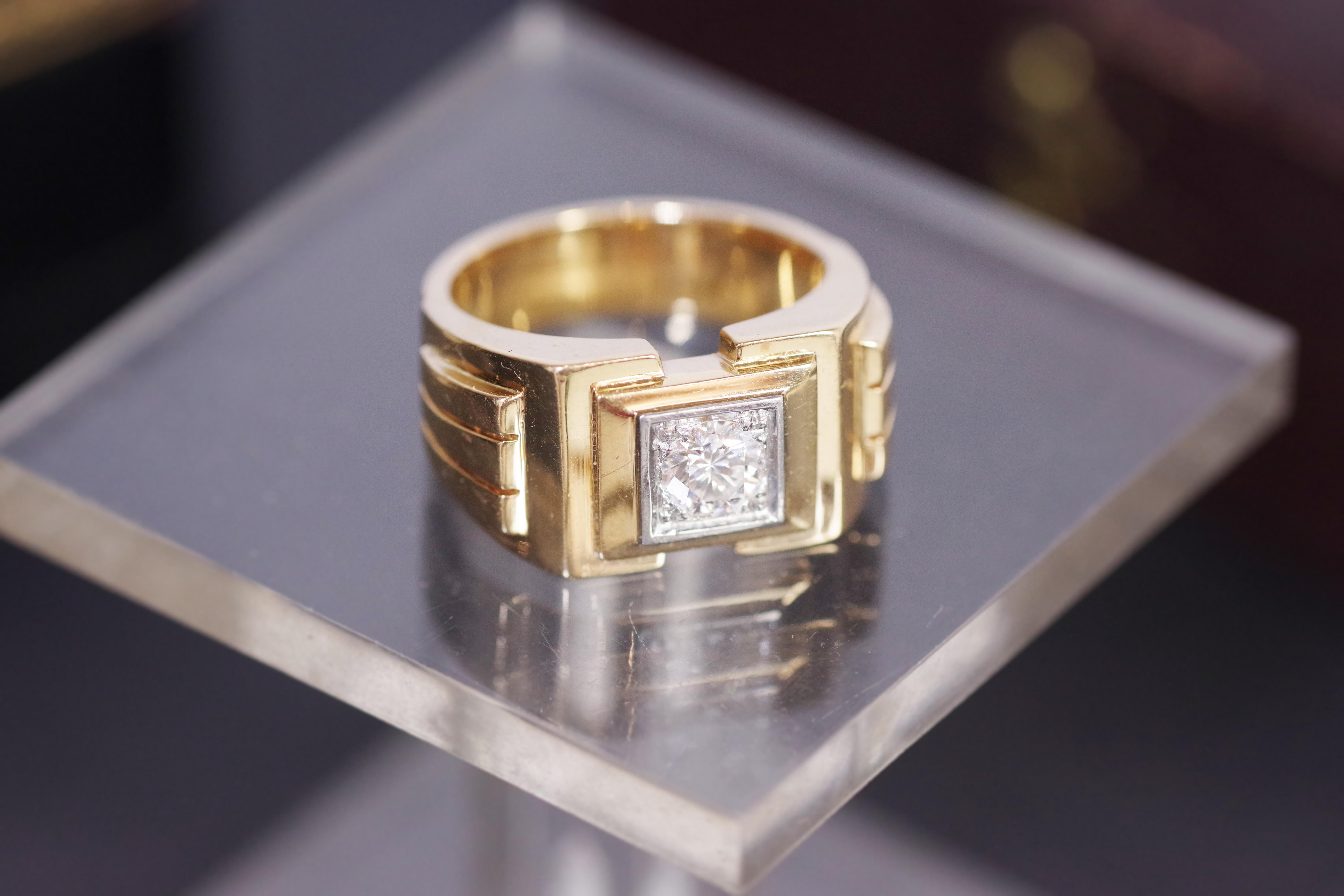 0,70 Karat Diamant-Tankring aus 18 Karat massivem Gold und Platin, Herrenschmuck im Angebot 6