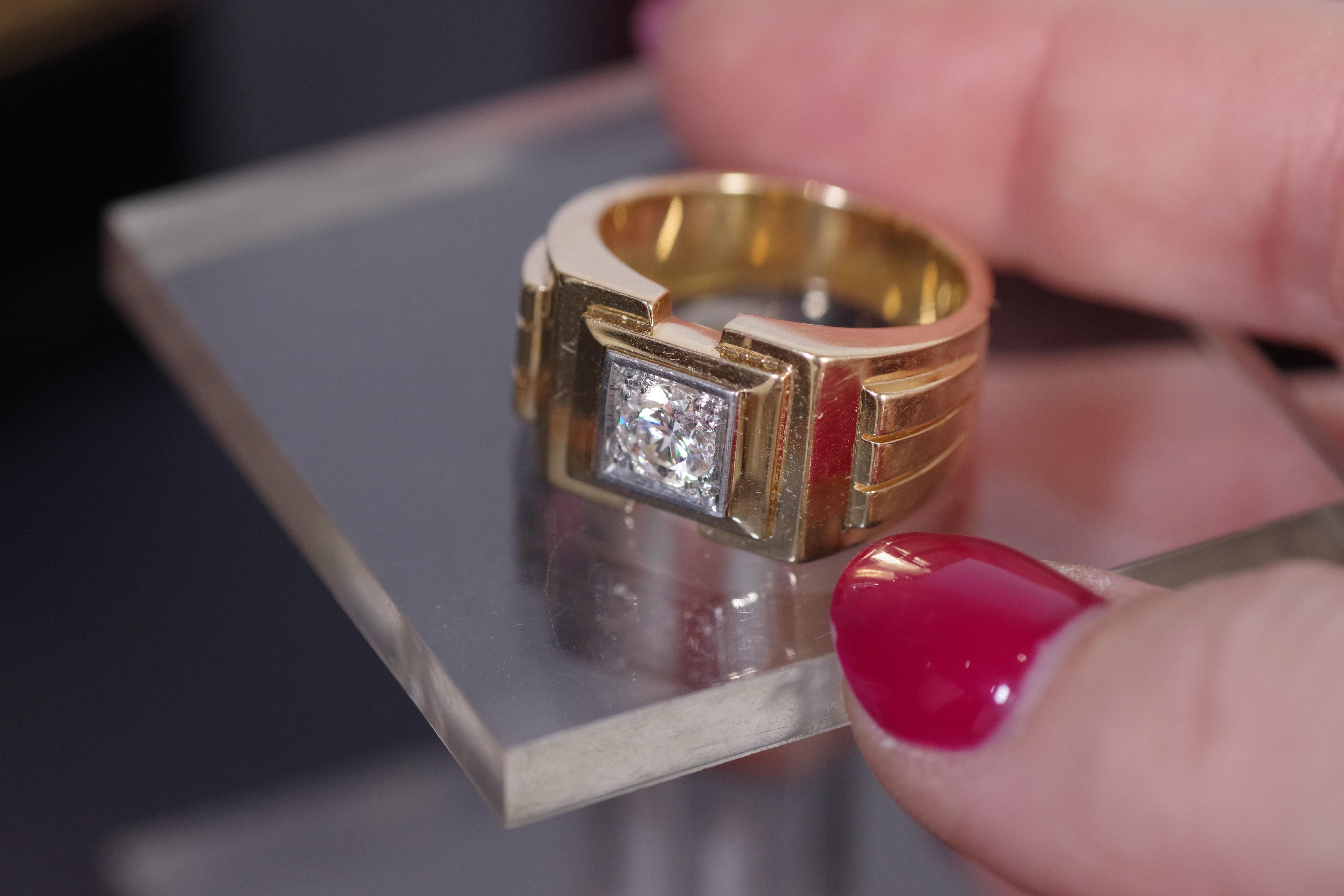 0,70 Karat Diamant-Tankring aus 18 Karat massivem Gold und Platin, Herrenschmuck im Angebot 7