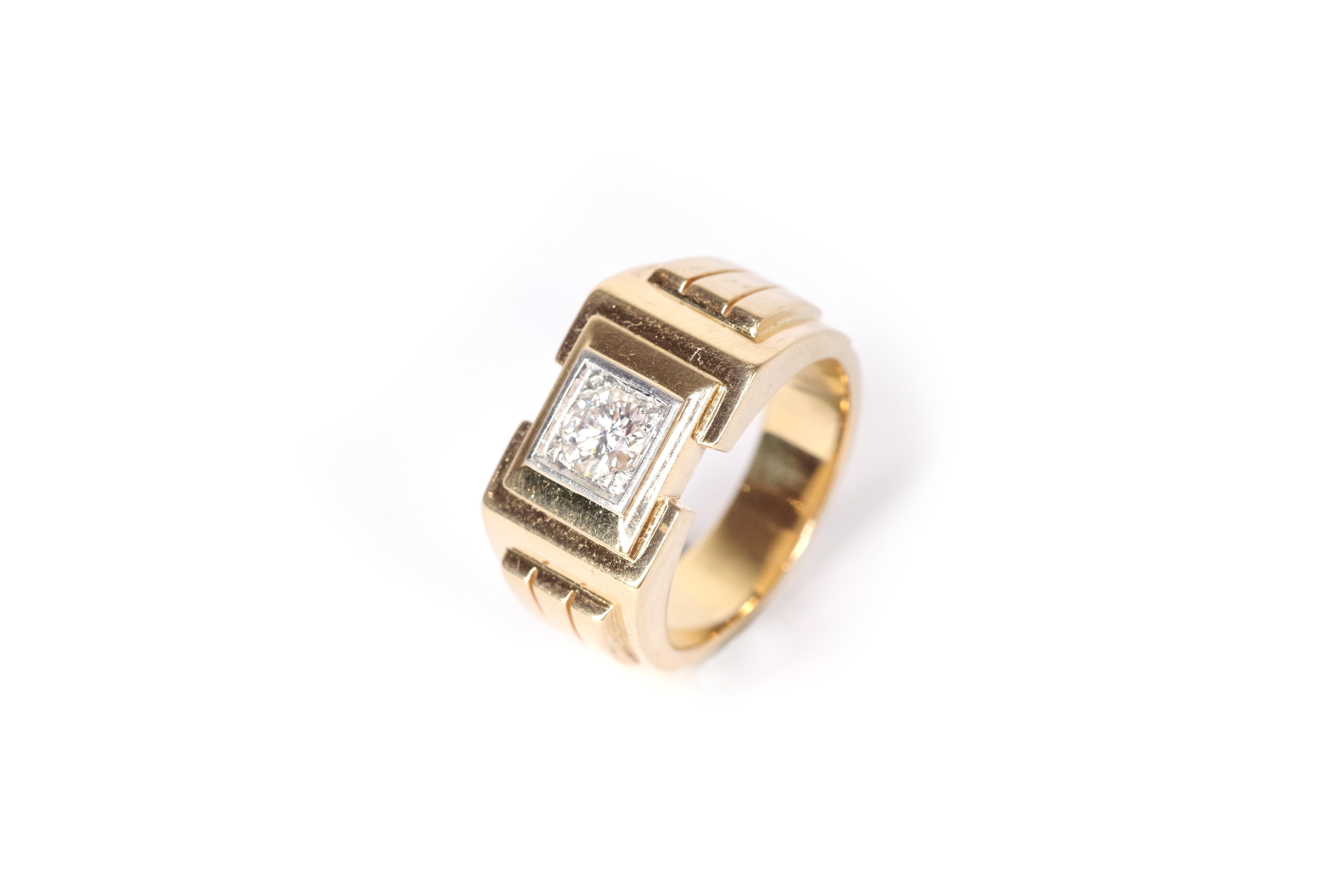 0,70 Karat Diamant-Tankring aus 18 Karat massivem Gold und Platin, Herrenschmuck (Brillantschliff) im Angebot