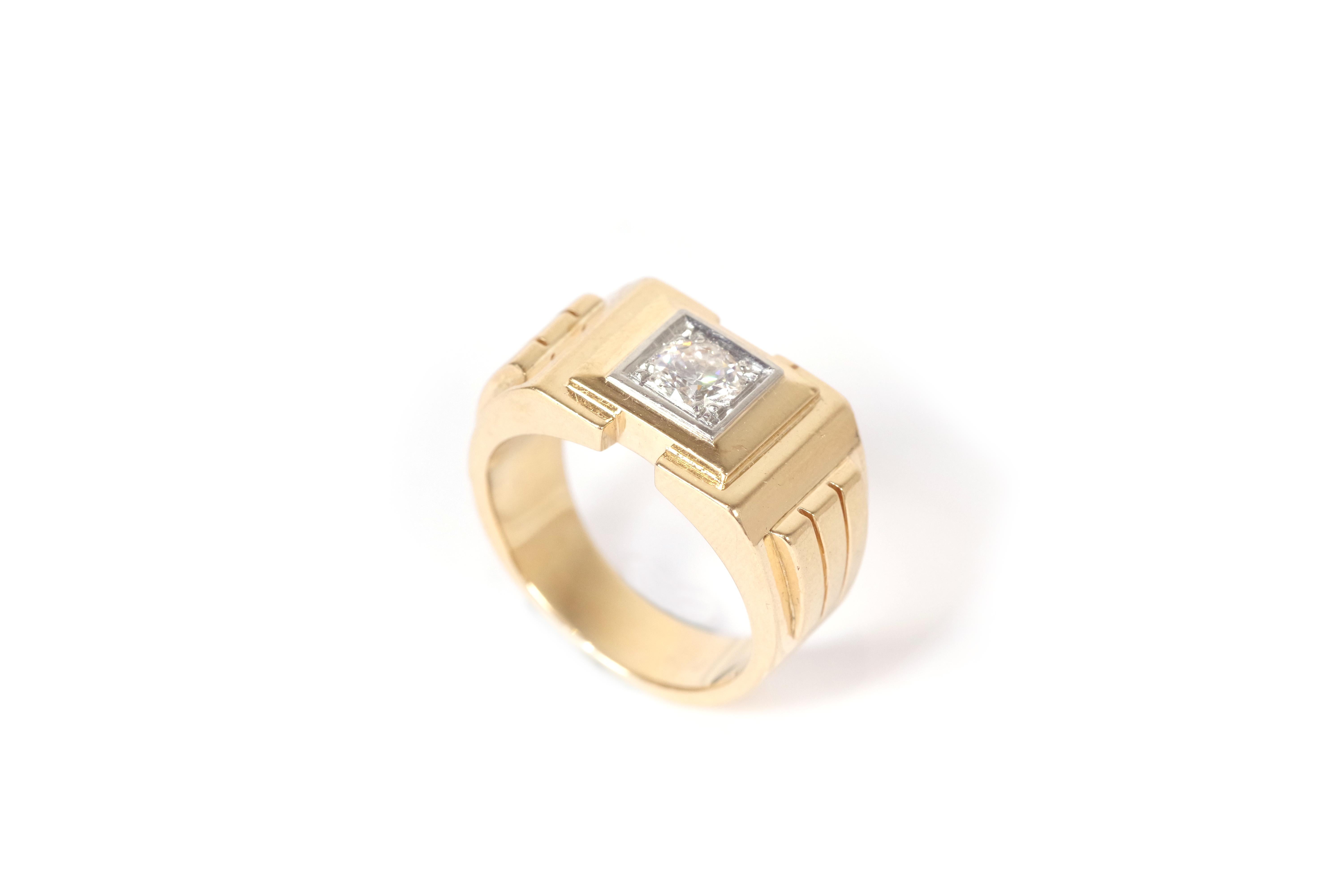 0,70 Karat Diamant-Tankring aus 18 Karat massivem Gold und Platin, Herrenschmuck im Angebot 1