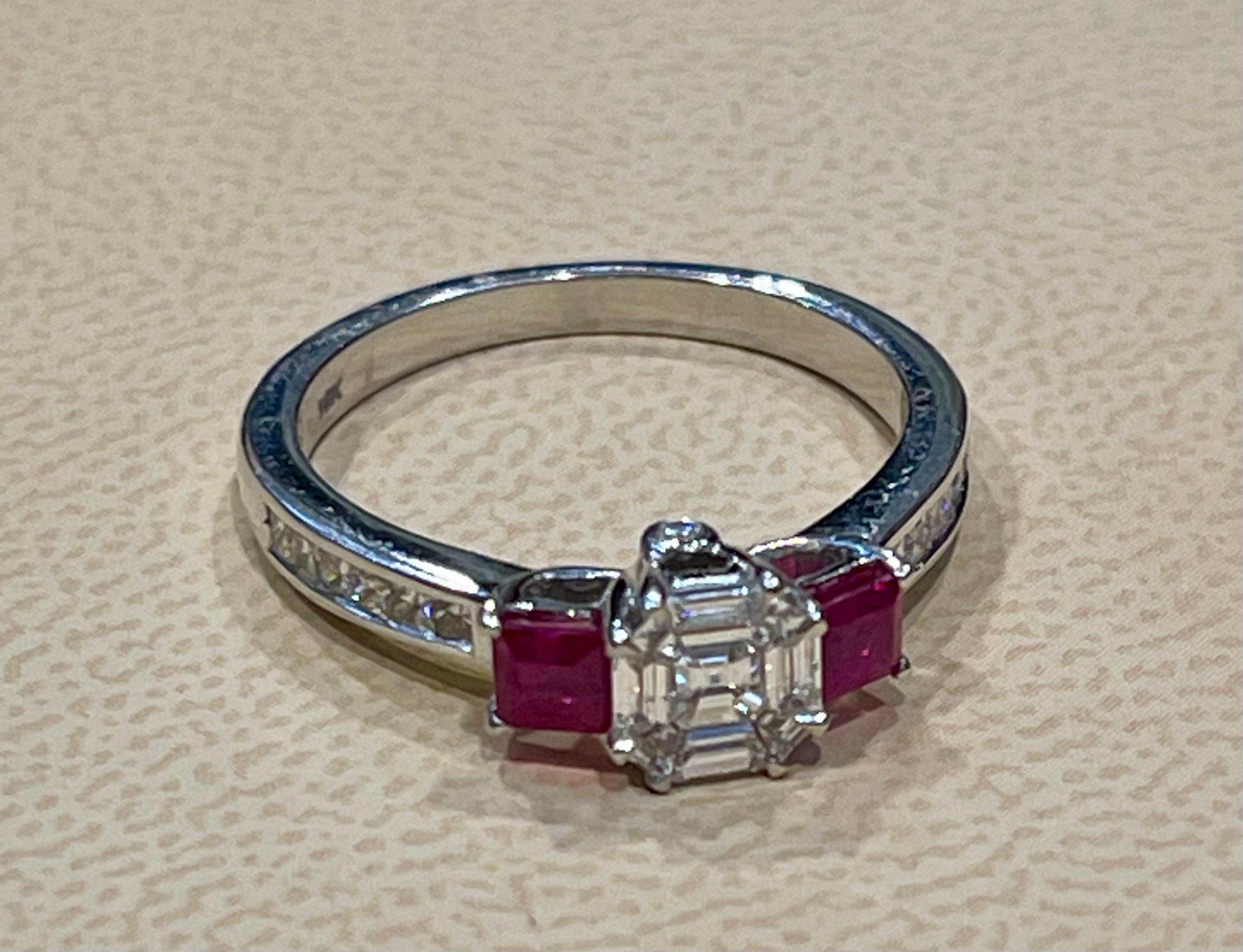 0.70 Ct Natural Ruby & 0.75 Ct Diamond 18 Karat White Gold Cocktail Ring For Sale 5