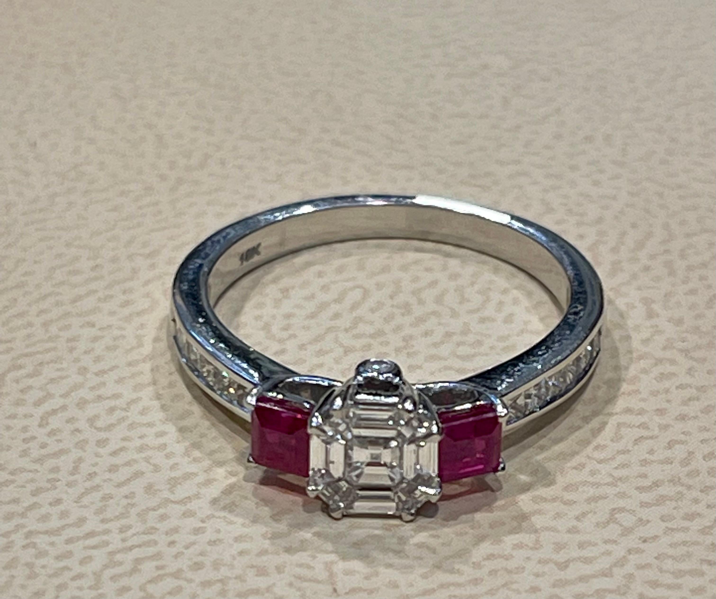 0.70 Ct Natural Ruby & 0.75 Ct Diamond 18 Karat White Gold Cocktail Ring For Sale 6
