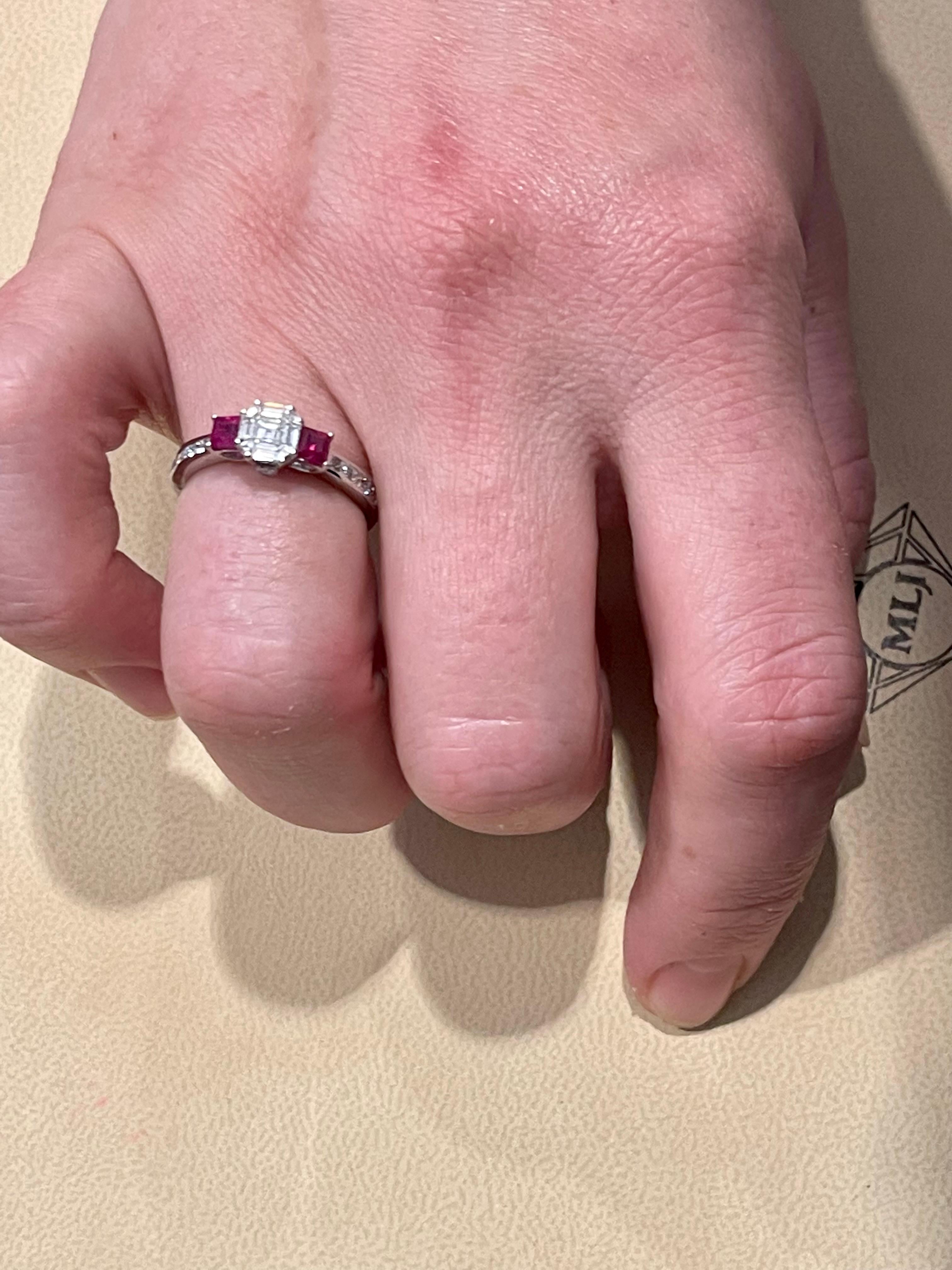0.70 Ct Natural Ruby & 0.75 Ct Diamond 18 Karat White Gold Cocktail Ring For Sale 7