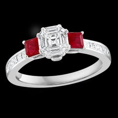 0.70 Ct Natural Ruby & 0.75 Ct Diamond 18 Karat White Gold Cocktail Ring
