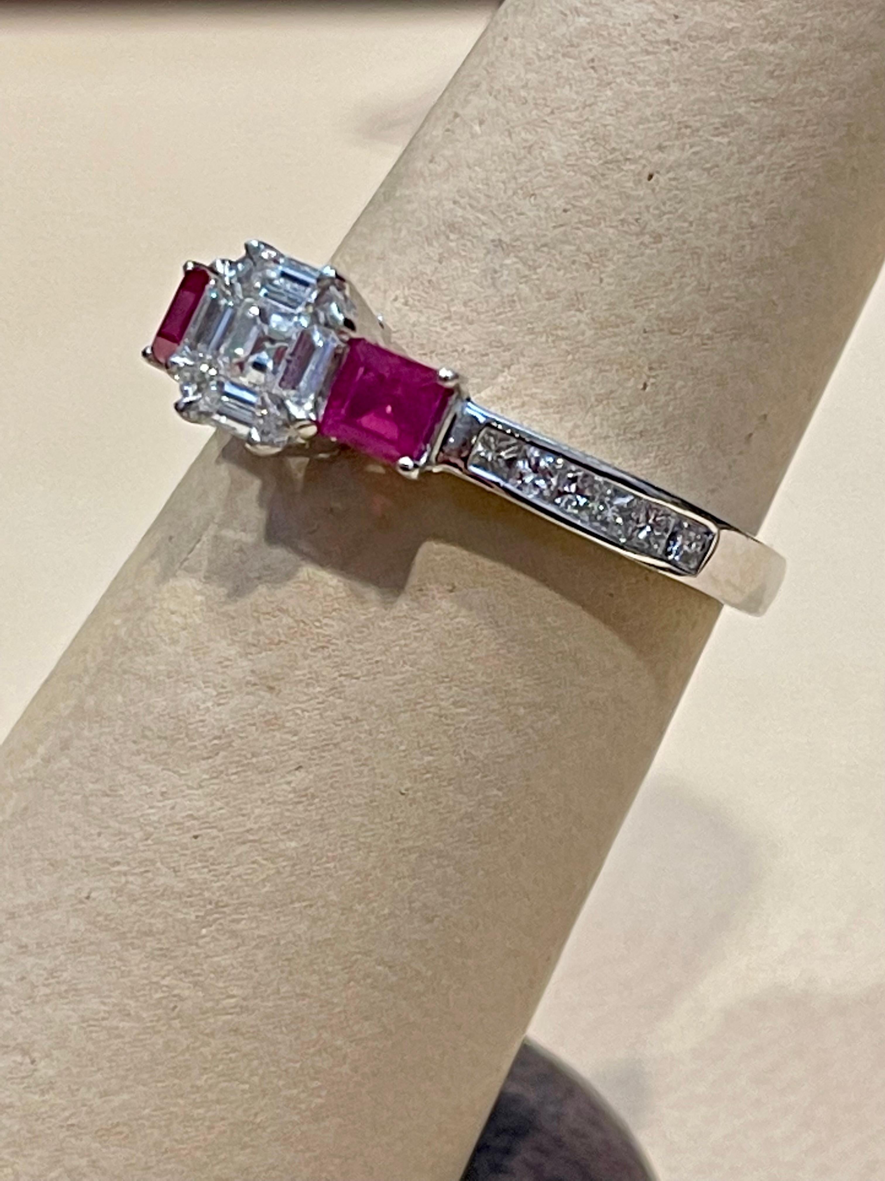 0.70 Ct Natural Ruby & 0.75 Ct Diamond 18 Karat White Gold Cocktail Ring For Sale 3