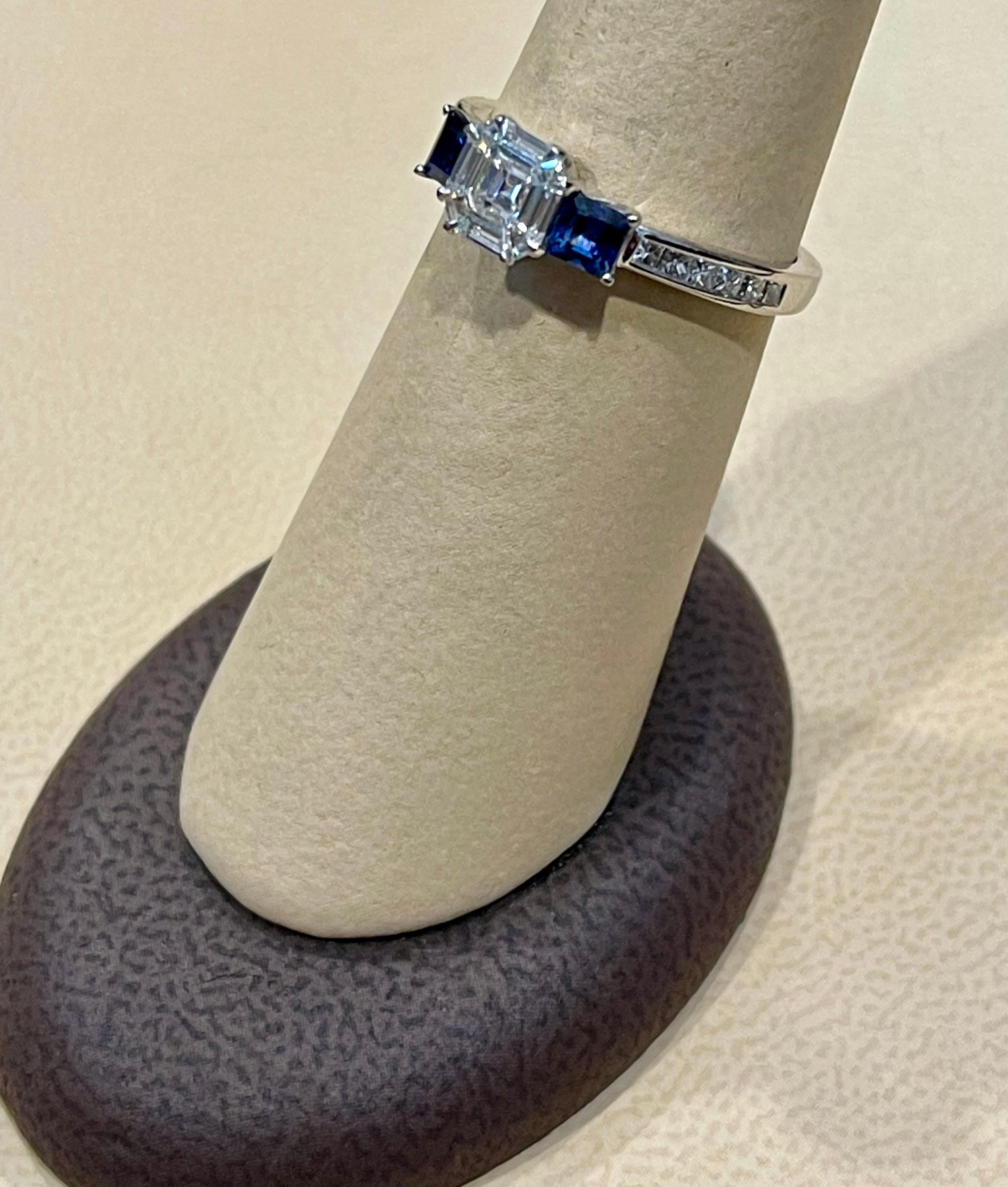 0.70 Ct Natural Sapphire & 0.75 Ct Diamond 18 Karat White Gold Cocktail Ring For Sale 1