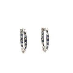 0.70 Carat Natural Sapphire and Diamond Hoop Earrings